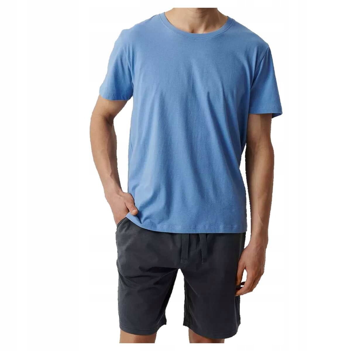 Atlantic Pánské bavlněné pyžamo s krátkým rukávem, pohodlné, velikost 379 ne/grf 2XL