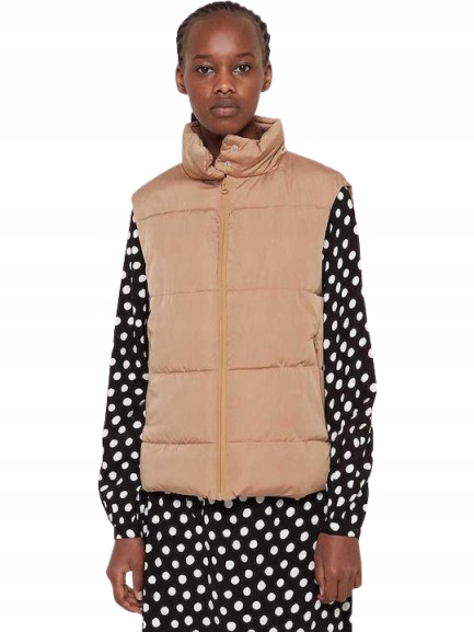 Yas Béžová Prošívaná Vesta Na Zip Se Stojáčkem K2E