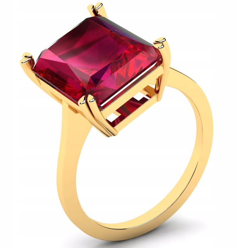 

Pierścionek Złoty Błyszczący Z Rubinową Cyrkonią