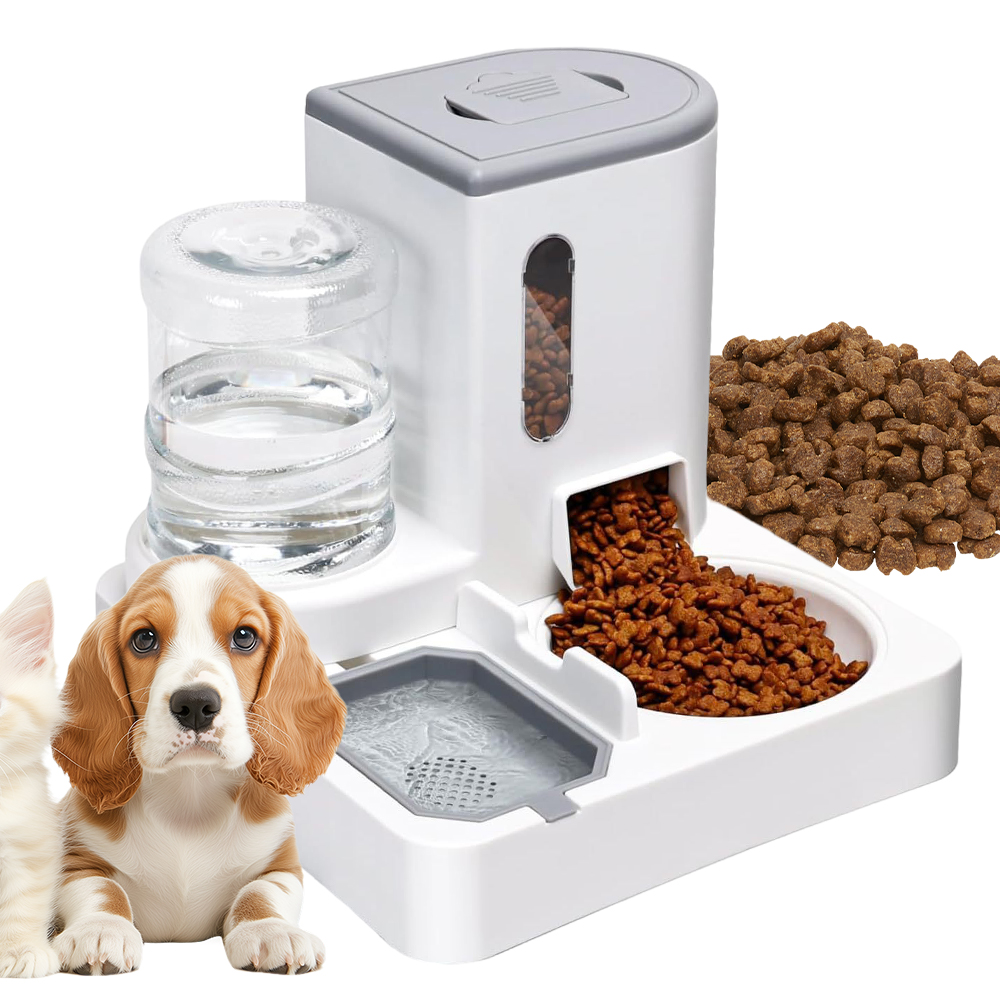 Levně Krmítko 2 V 1 Pro Kočky S Vodní Fontánou A Dávkovačem Krmiva