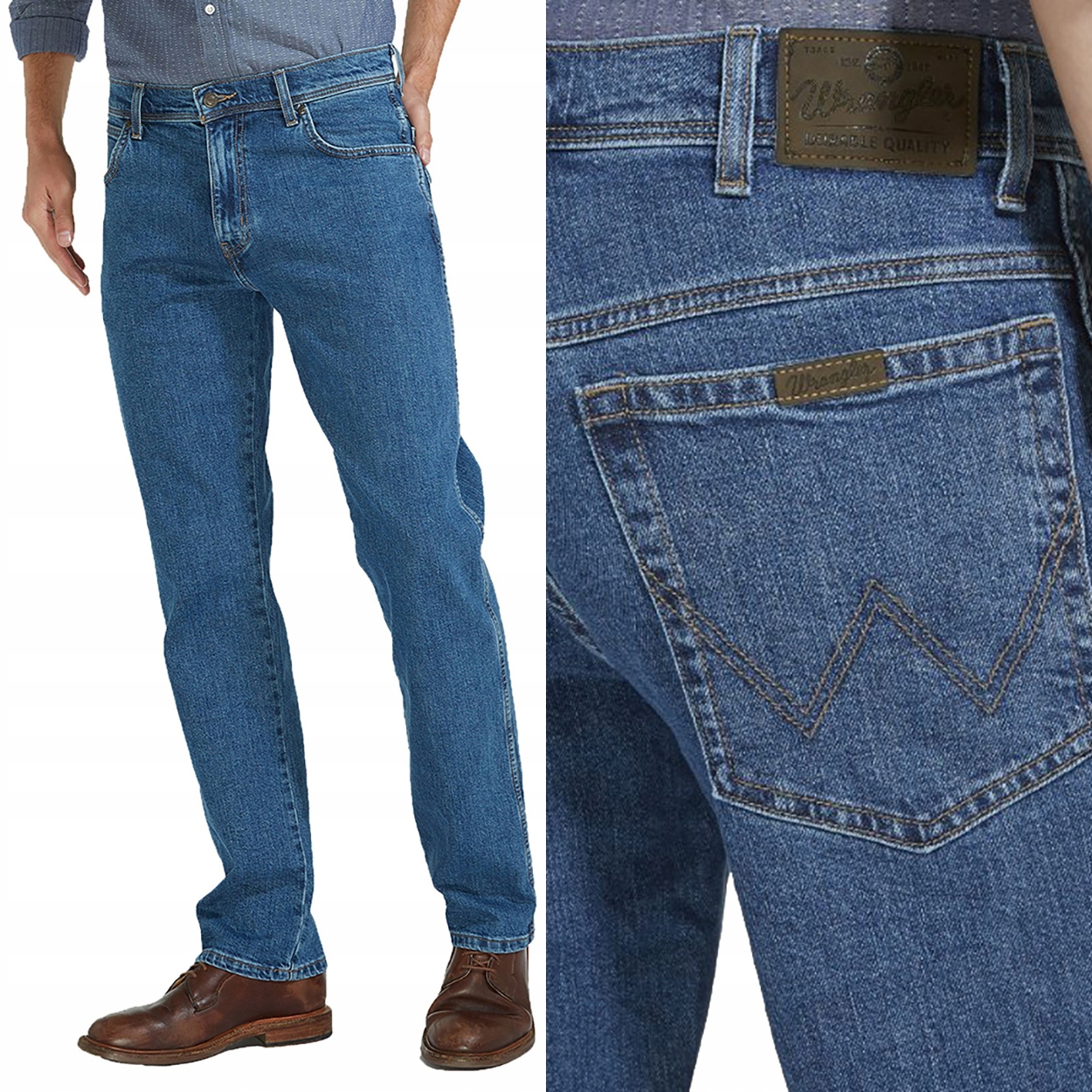 Wrangler Regular Stonewash Durable Jeans klasické džínové kalhoty W36 L32