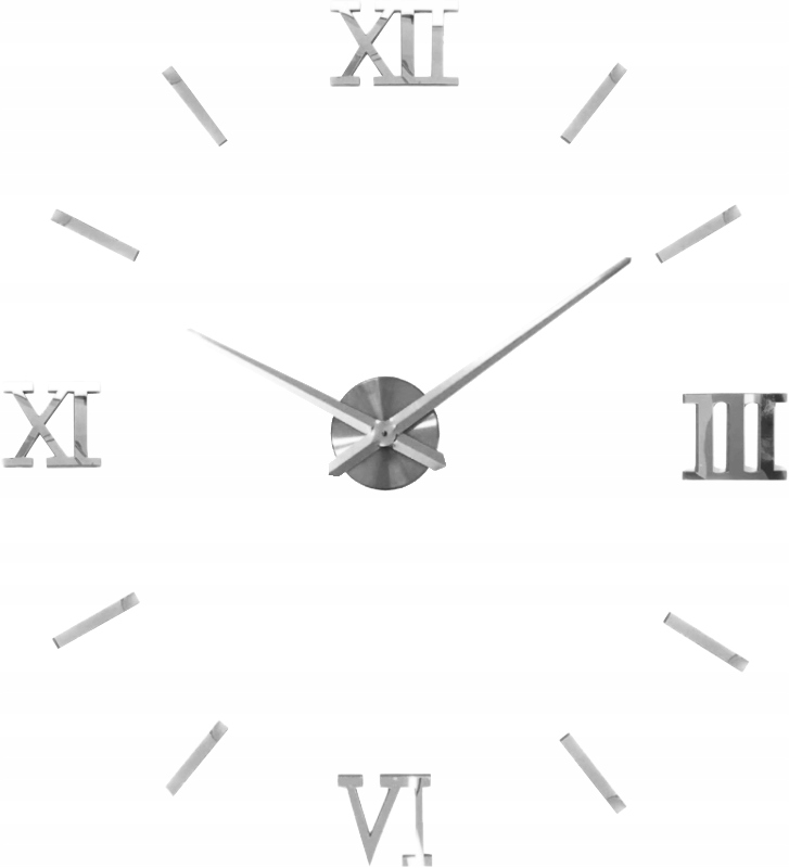 

Zegar Ścienny 3D Nowoczesny Lustro Diy Srebrny XXL