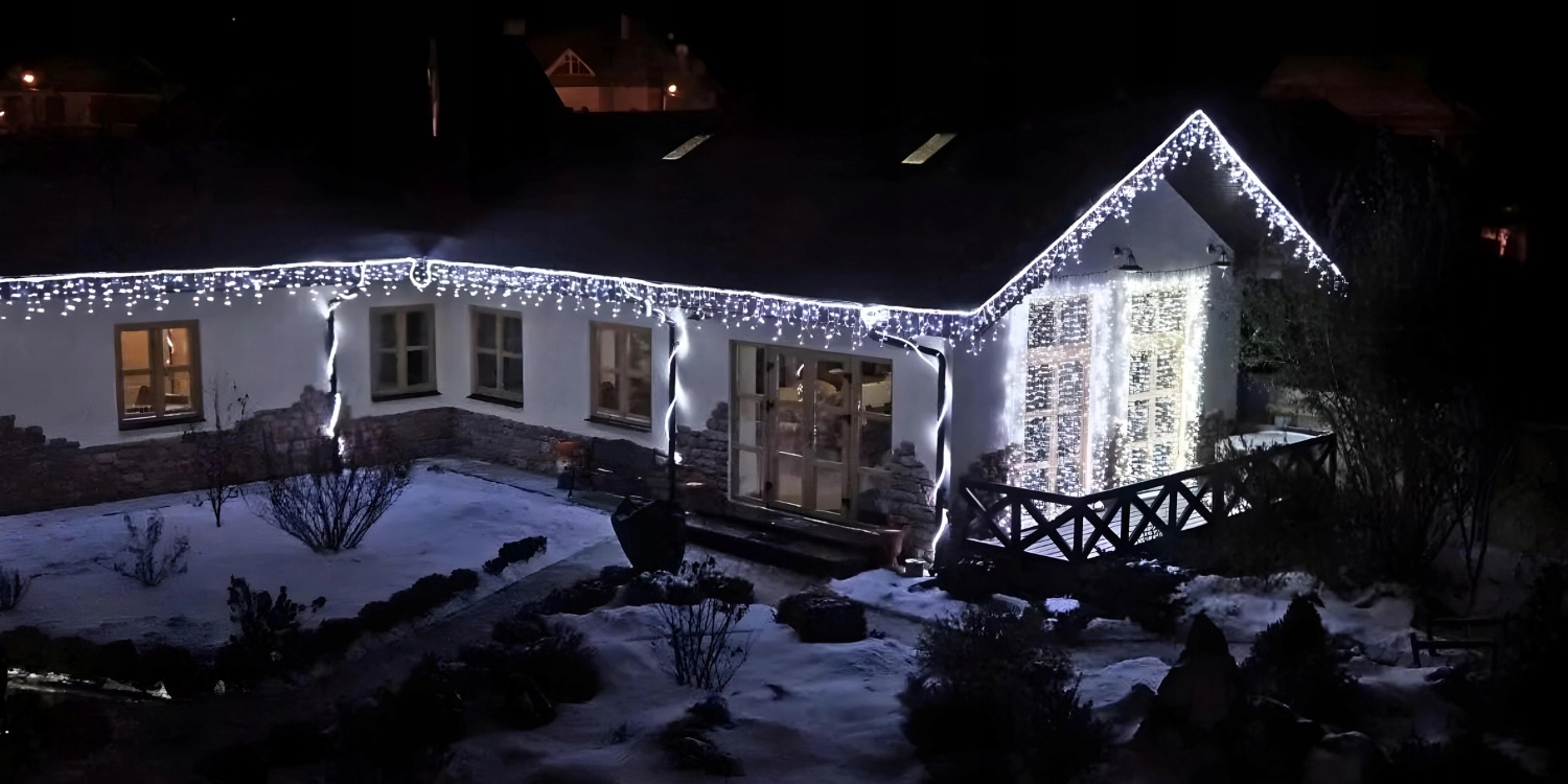 DŁUGIE LAMPKI SOPLE ŚWIĄTECZNE ZEWNĘTRZNE 500 LED 19M FLASH Z FLESZEM GRUBE Marka Zolta