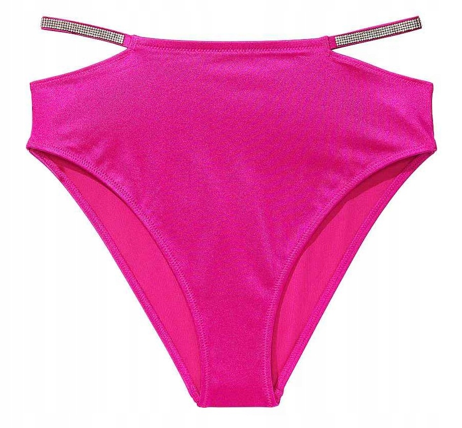 Plavkové kalhotky Victoria's Secret s vysokým pasem, růžové, se zirkony, velikost S