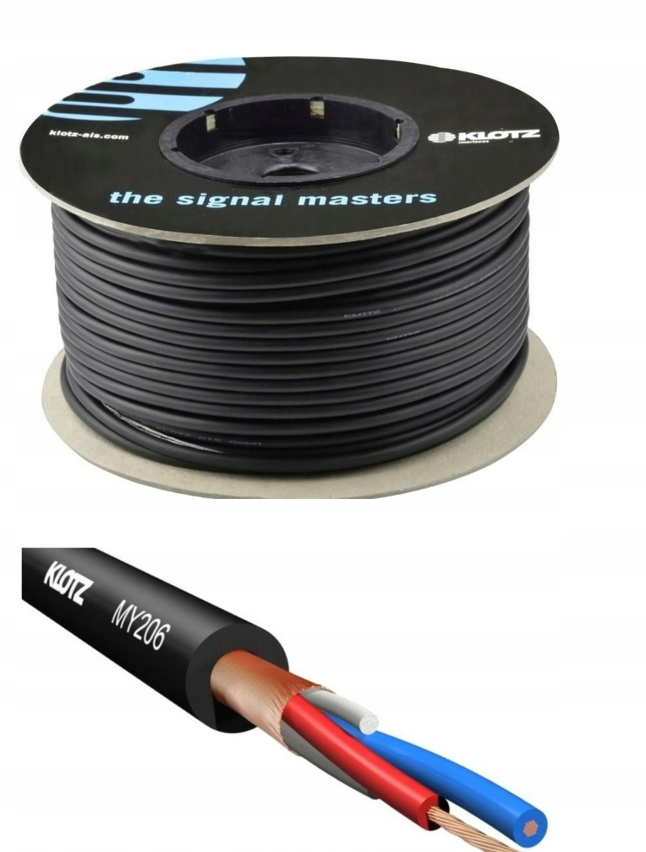 100 M Klotz MY206 Profesionální Mikrofonní Kabel Černá Cívka Rolovací