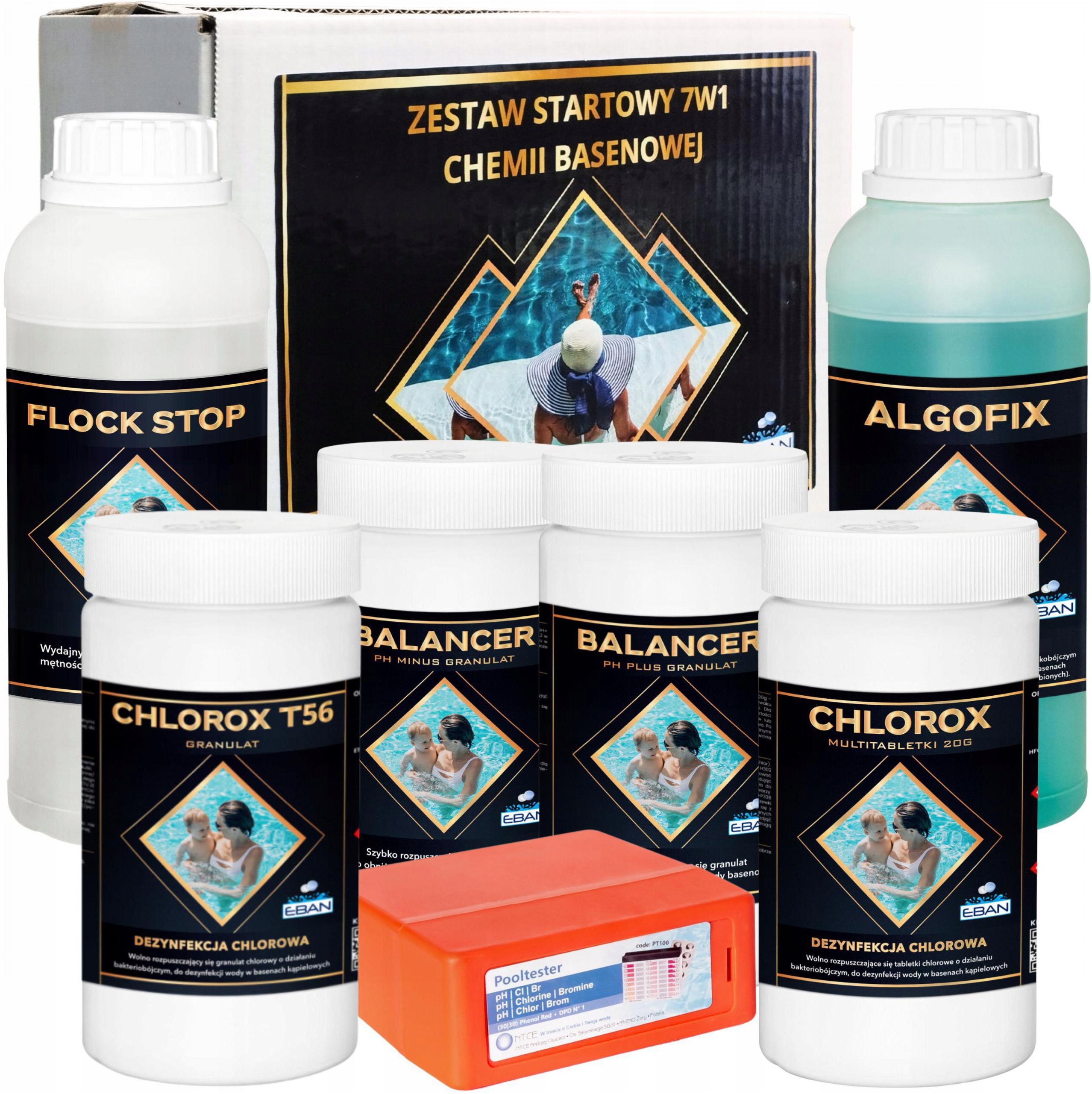 Zestaw Chemia Basenowa Zestaw Startowy 7W1 Do Basenu Jacuzzi Chlor Ph