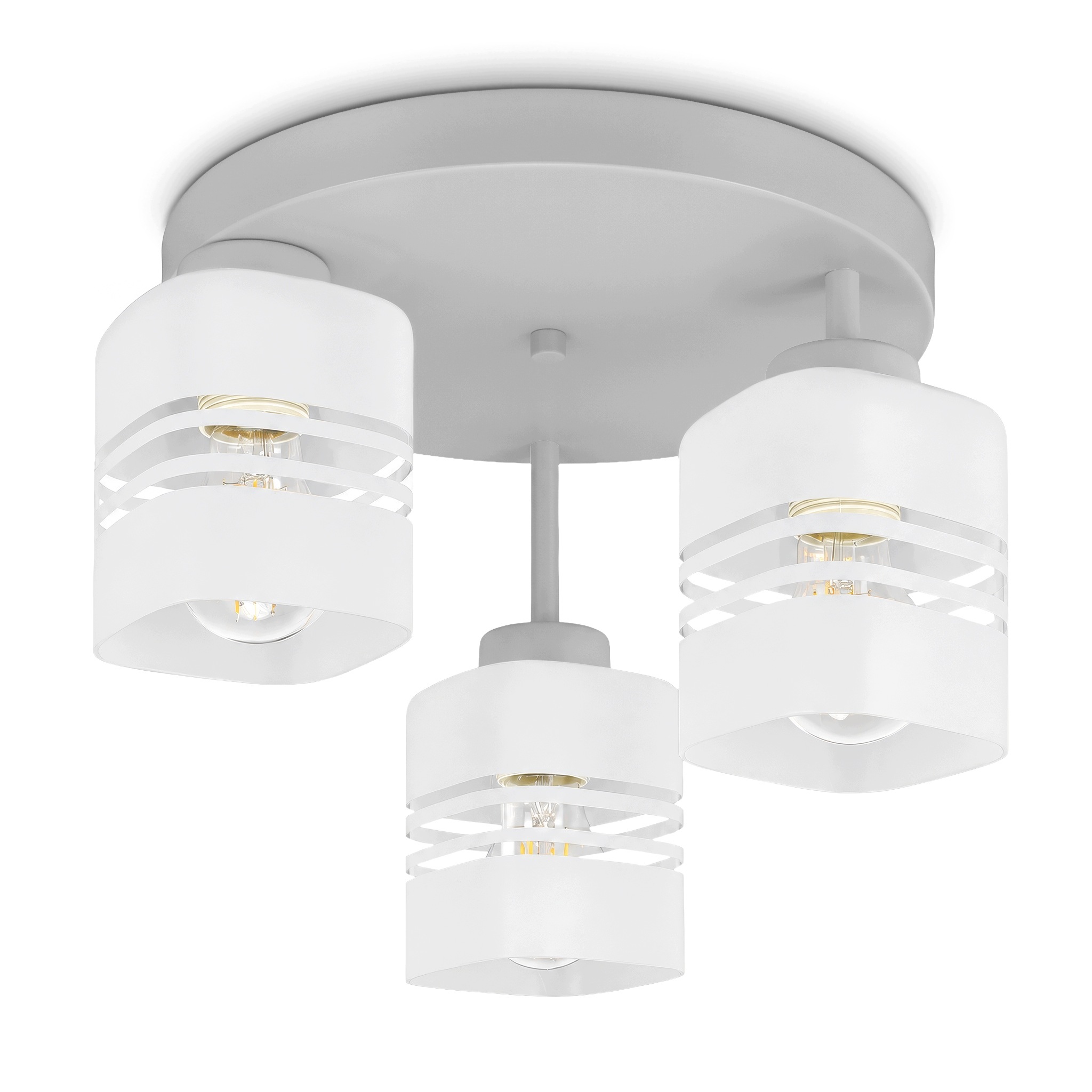 Lampa Sufitowa Plafon Szara Cementowa 3xSzklane Klosze E27 Urban Gray