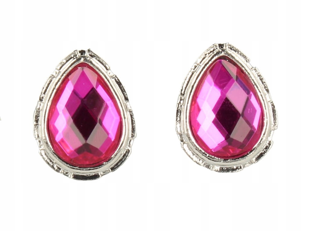 Klipsy do uszu srebrne z różowym kryształem Materiał inny materiał