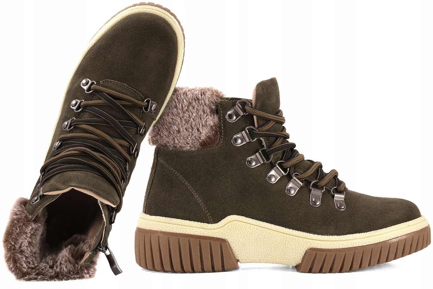 Filippo DBT6489 Zimní Boty Dámské Kotníkové Boty Zateplené Semišové Khaki 37