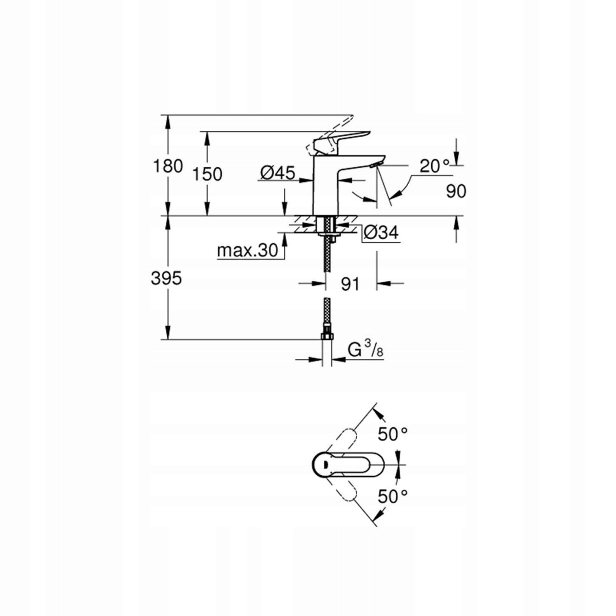 GROHE Bateria Umywalkowa Start CLOVA + Klik Klak Kod producenta 45467562