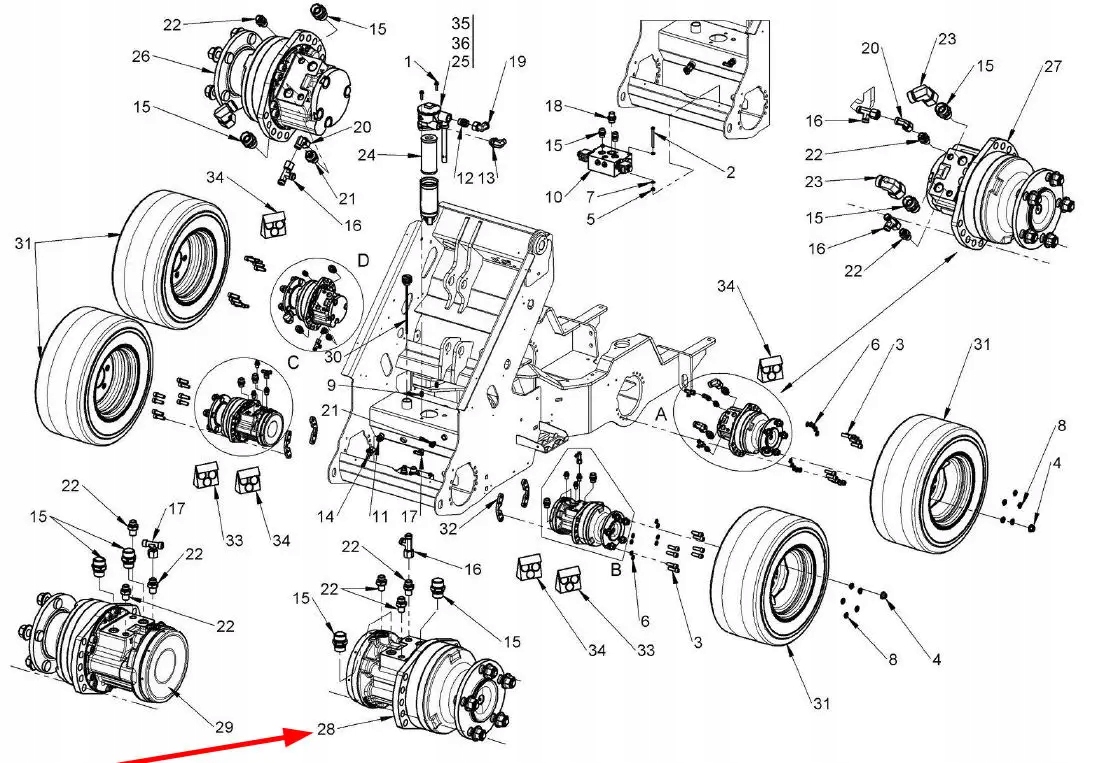 C038692 Silnik hydrauliczny prawy MSE02-2 400cc z hamulcem Marka maszyny Inna