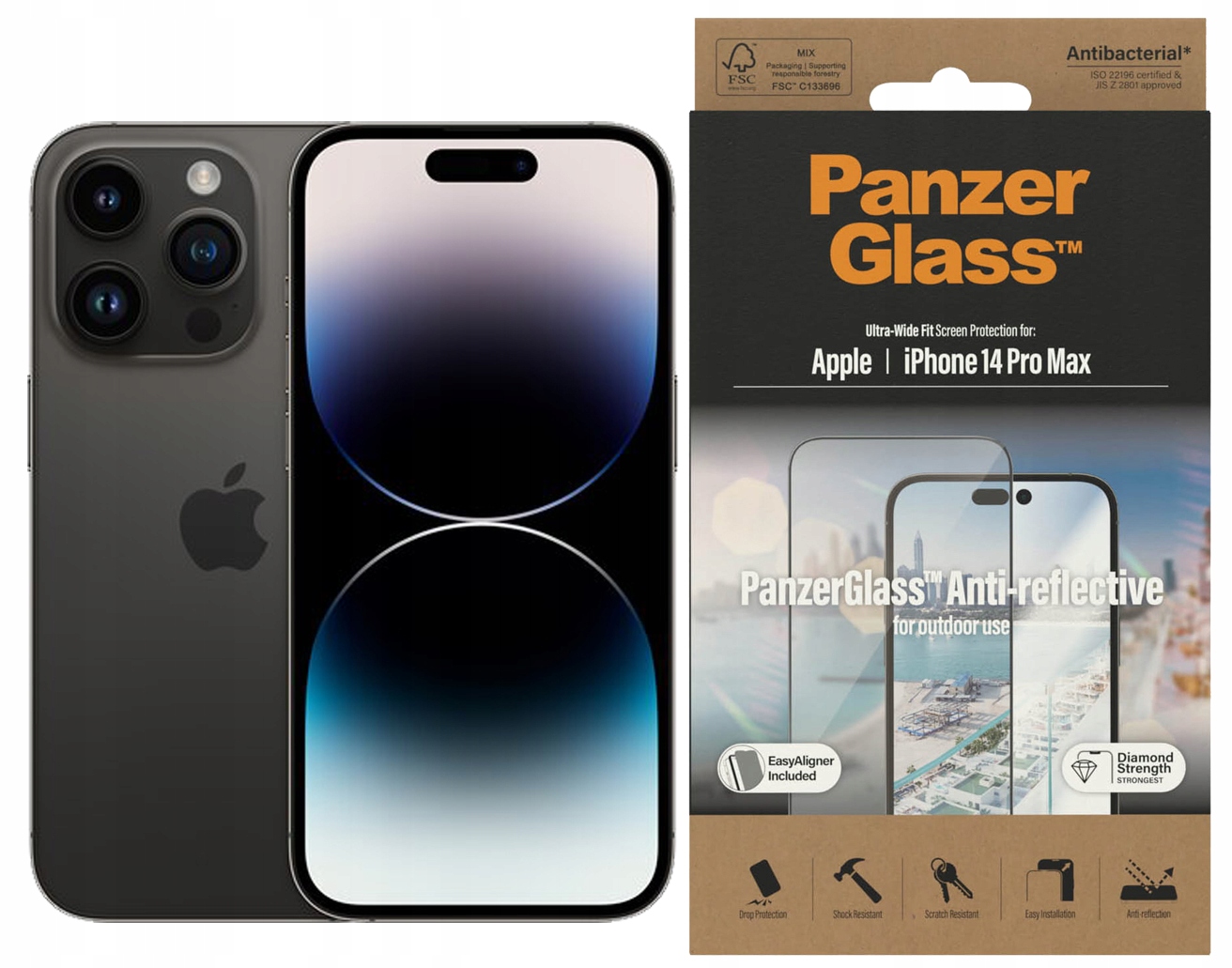 Panzerglass Antireflexní Ultra-Wide Fit EasyAligner pro iPhone 14 Pro Max