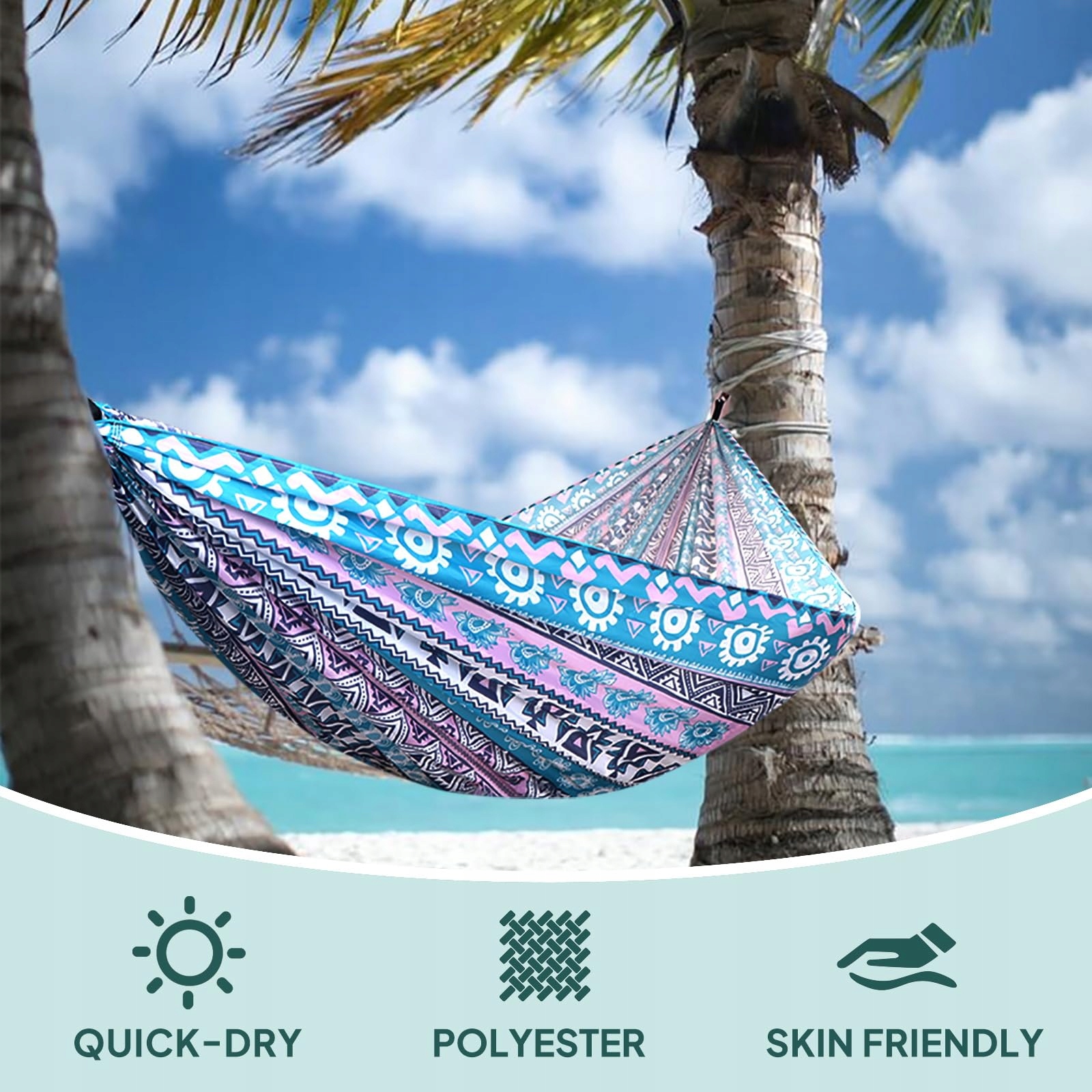NATUREFUN Lekki Hamak Campingowy 300 kg 275x140 cm Oddychający Niebieski Ró — miniatura 2