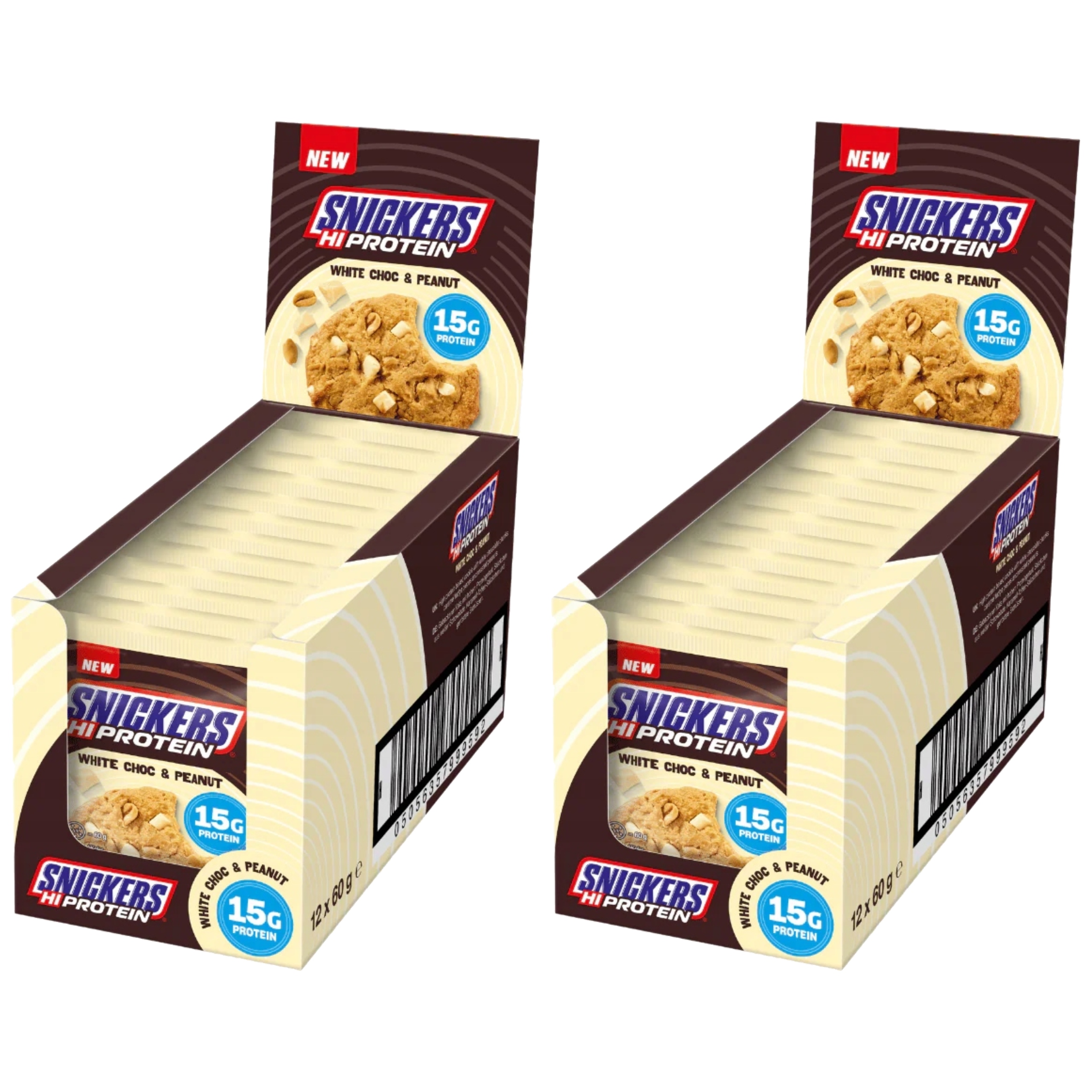 2x Proteinové sušenky Snickers Hi Protein Cookie 12x60g Bílá Čokoláda Mars