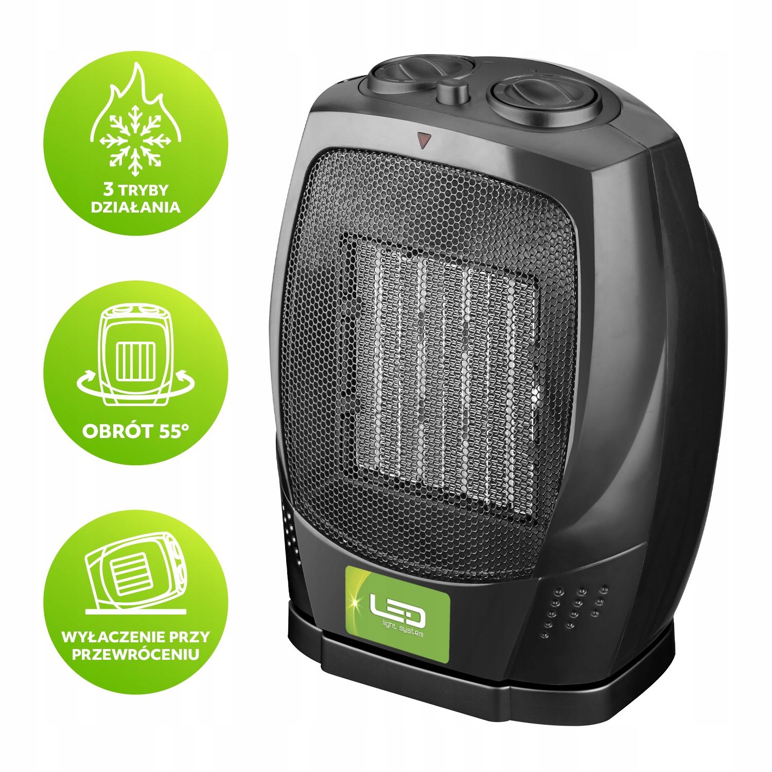 Keramický termoventilátor 1500 W černý Ohřívač