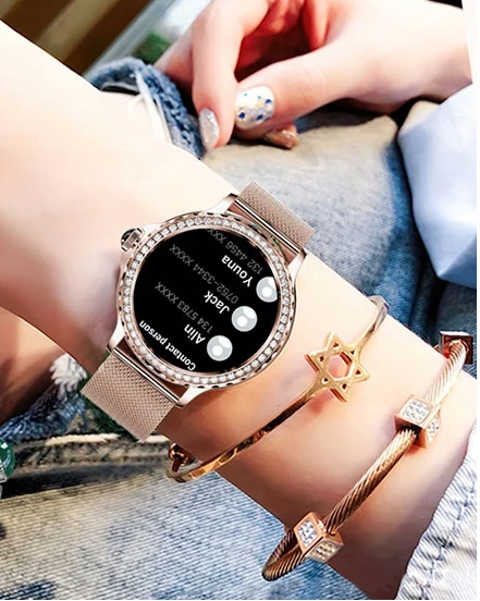 SMARTWATCH ELEGANCKI ZEGAREK DAMSKI POLSKIE MENU 2 paski Kolor złoty