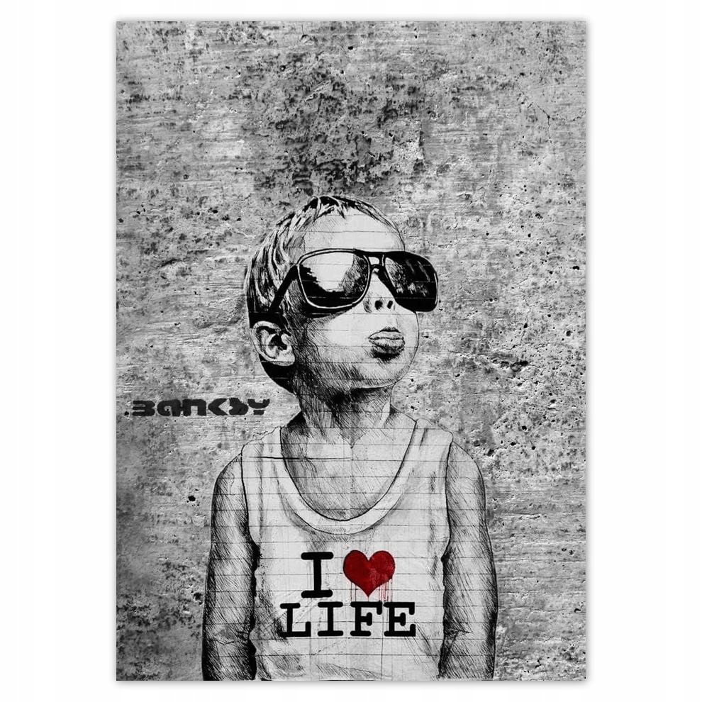 

Plakaty 50x70 I love life Banksy Spray
