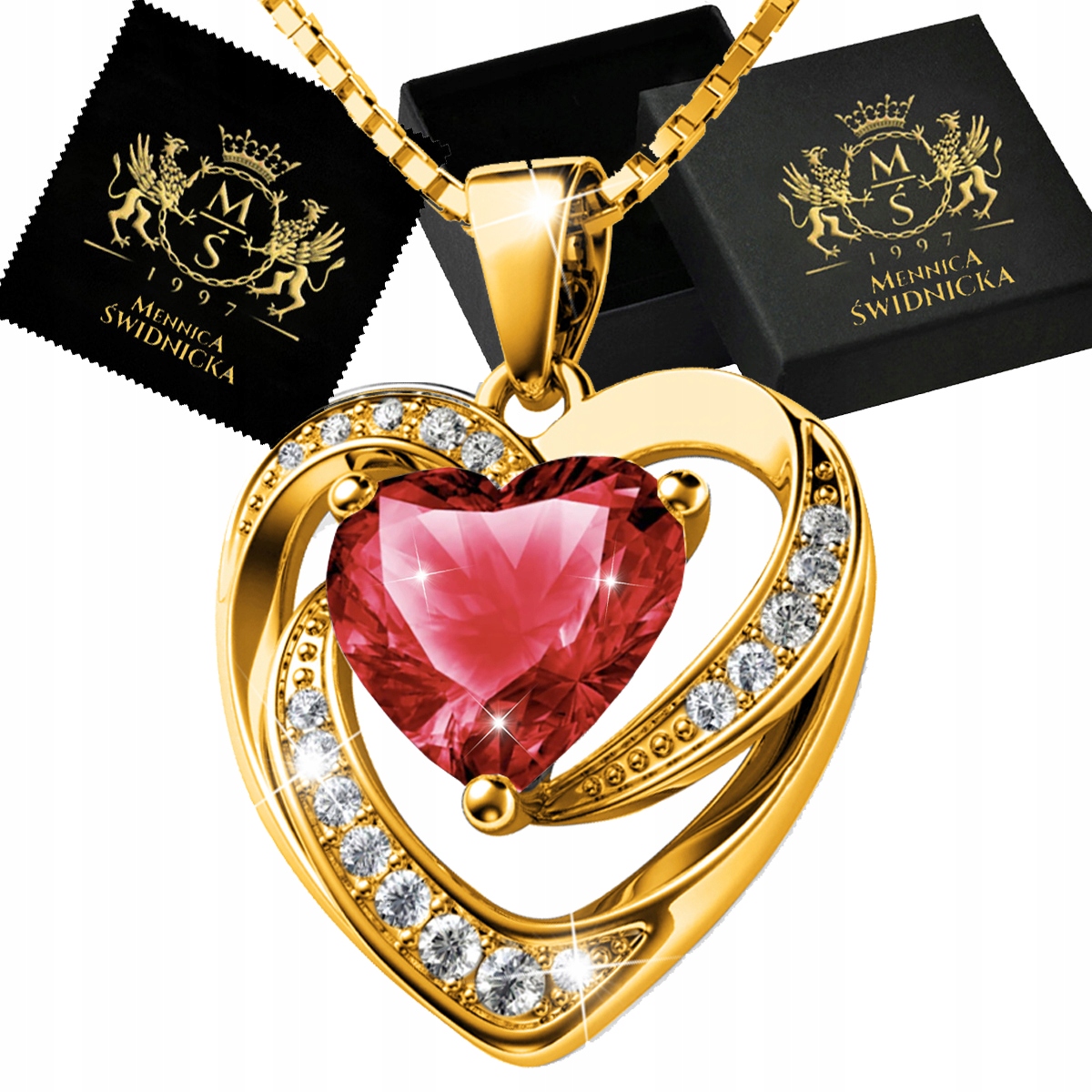 Zlatý náhrdelník Stříbro 925 Řetízek s přívěskem Srdce Dárek pro ženu