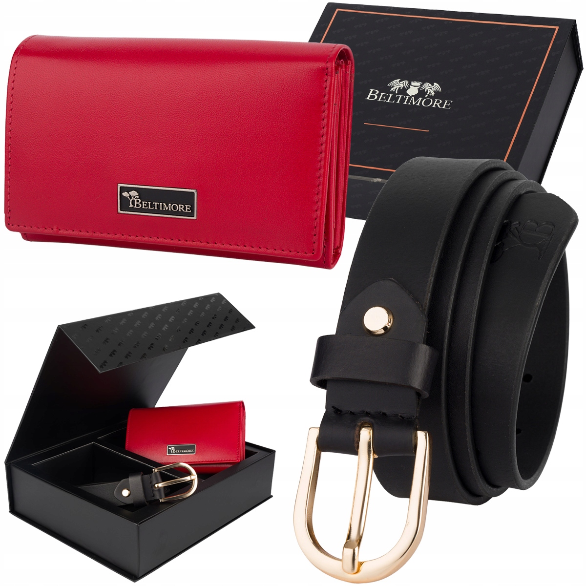 Dárková sada dámských kožených pásek peněženka krabička Beltimore