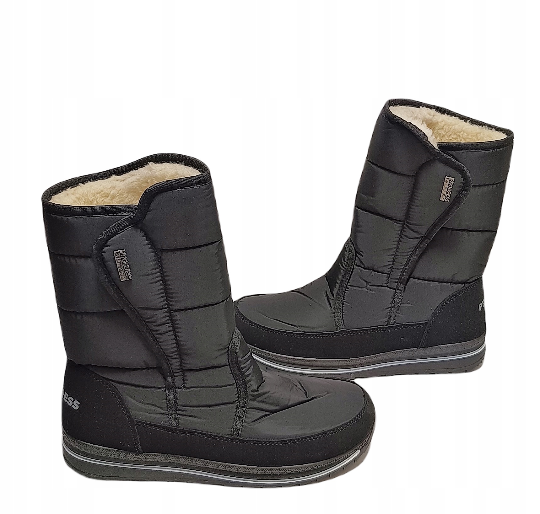 Pohodlné kotníkové boty zateplené sněhule Progress pr 3104 Blk Černé r39