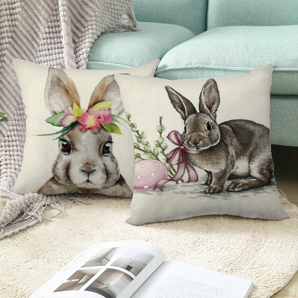 WIELKANOCNE POSZEWKI NA PODUSZKI ZESTAW 4 SZTUK ZAJĄCZKI JAJKA 45 X 45 CM Szerokość produktu 45 cm