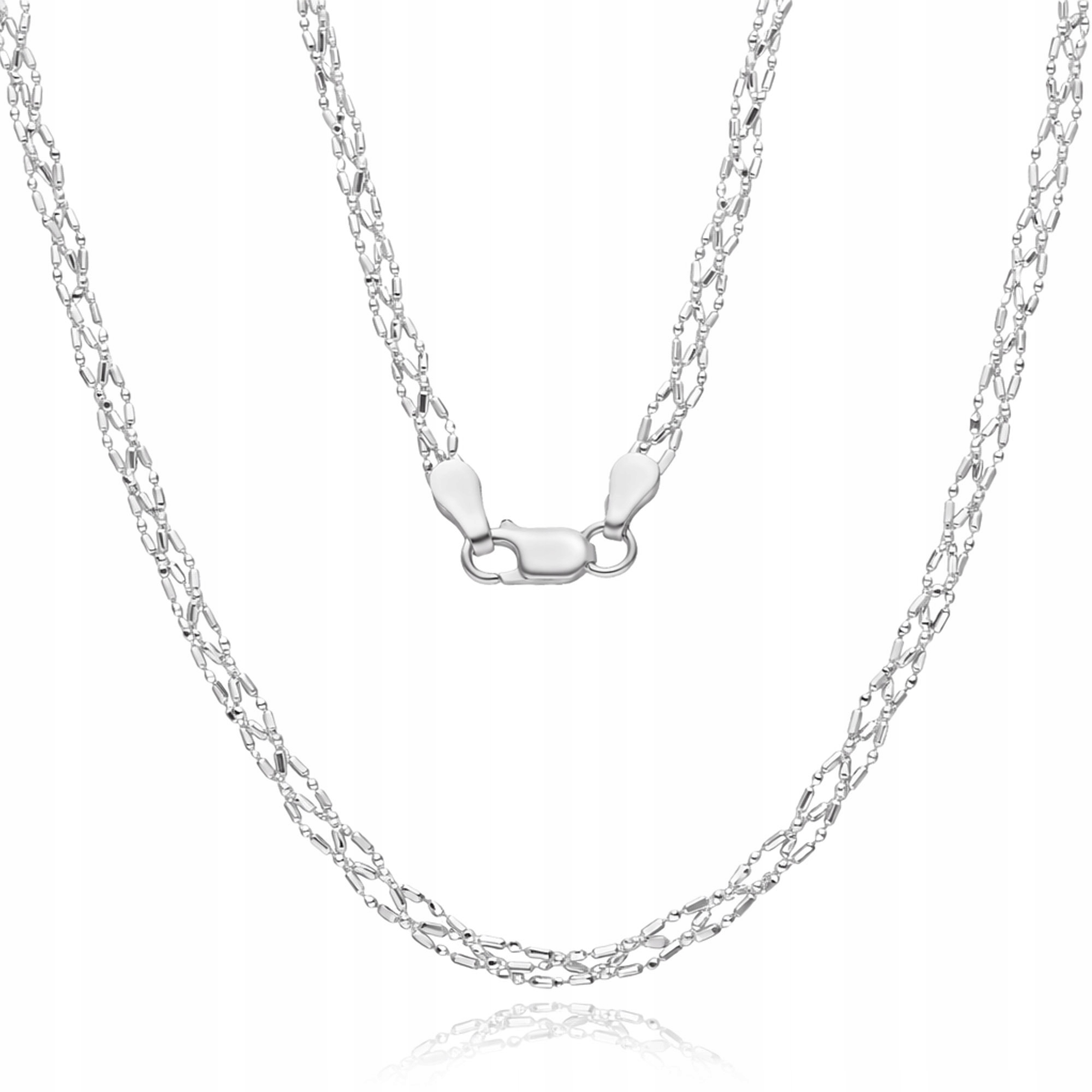 Stříbrný náhrdelník 925, pletenina Dna, trojitý řetízek, kroucený, 45 cm