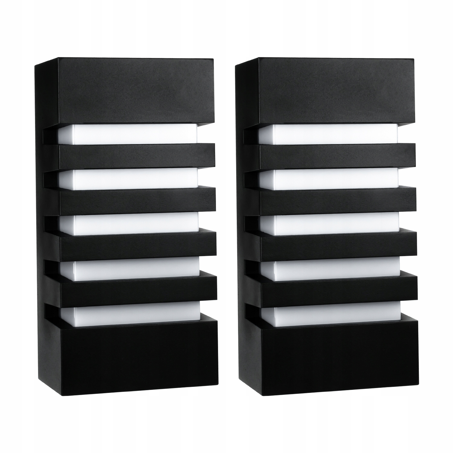 2x Černá Nástěnná Zahradní Fasádní Lampa IP55 Voděodolná Matná