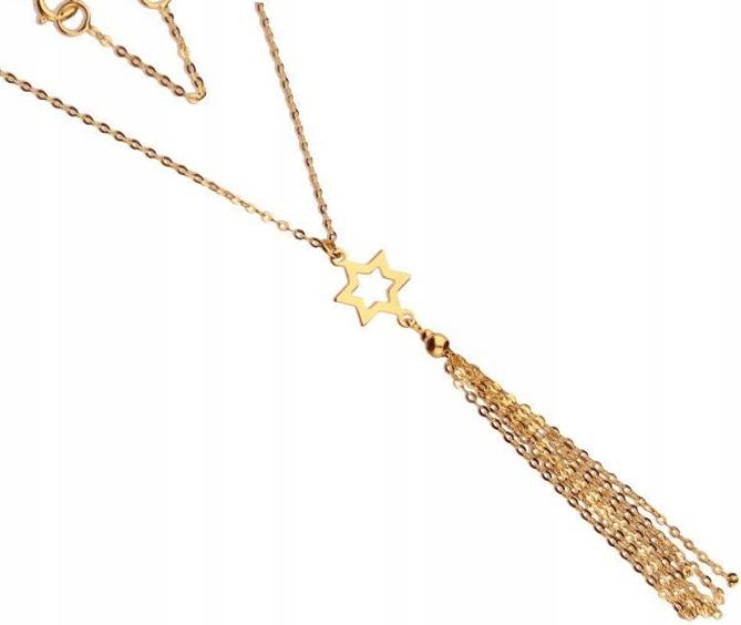 Zlatý náhrdelník 585 dlouhý přívěsek hvězdička 1,30 g celebrita módní vzor