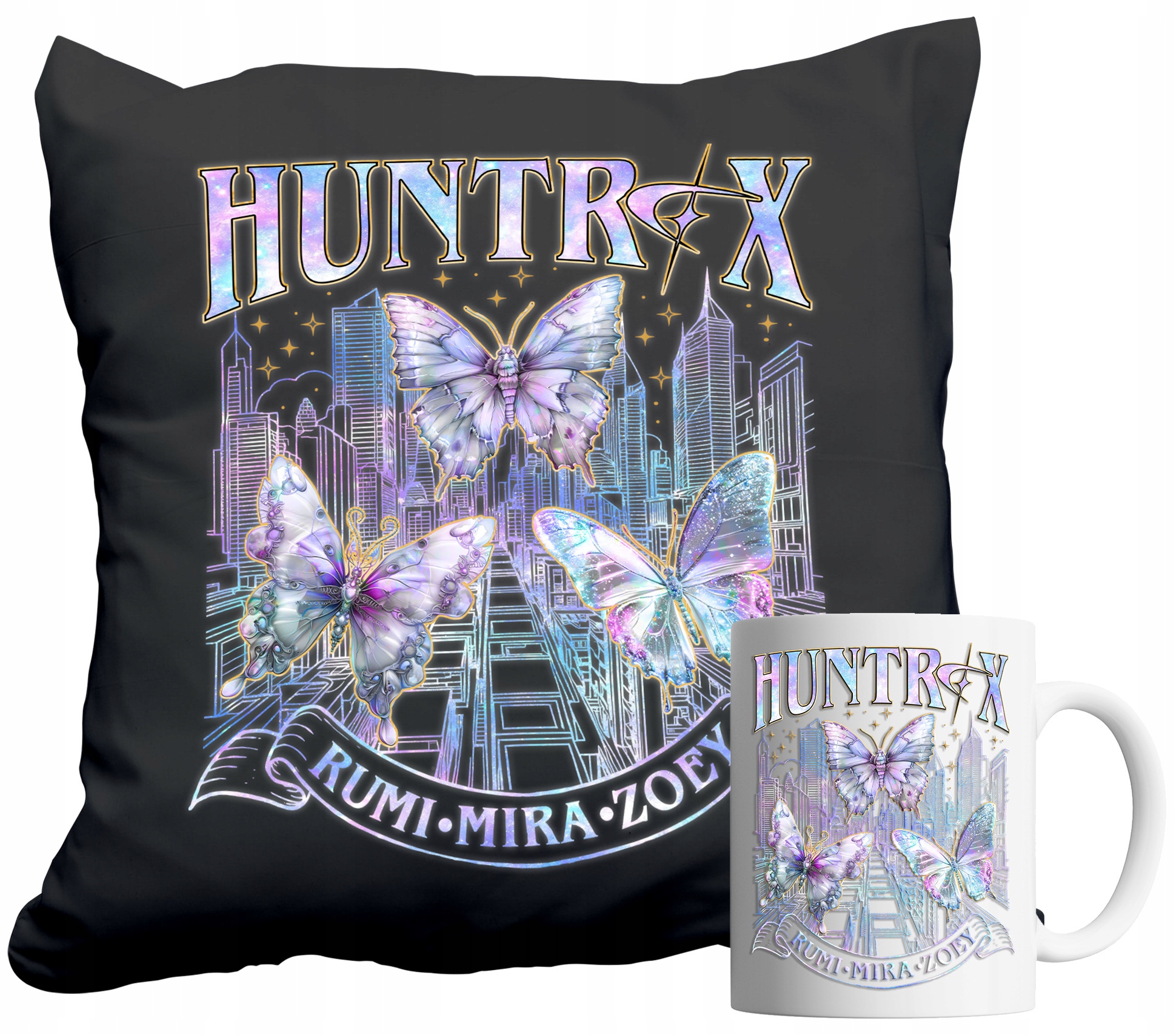 Set Hrnek A Polštář Černý Huntrix Motýli Kpop Demon Hunters Jméno