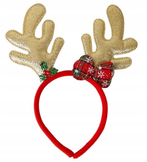 

Opaska Świąteczna Rogi Renifera Brokatowe