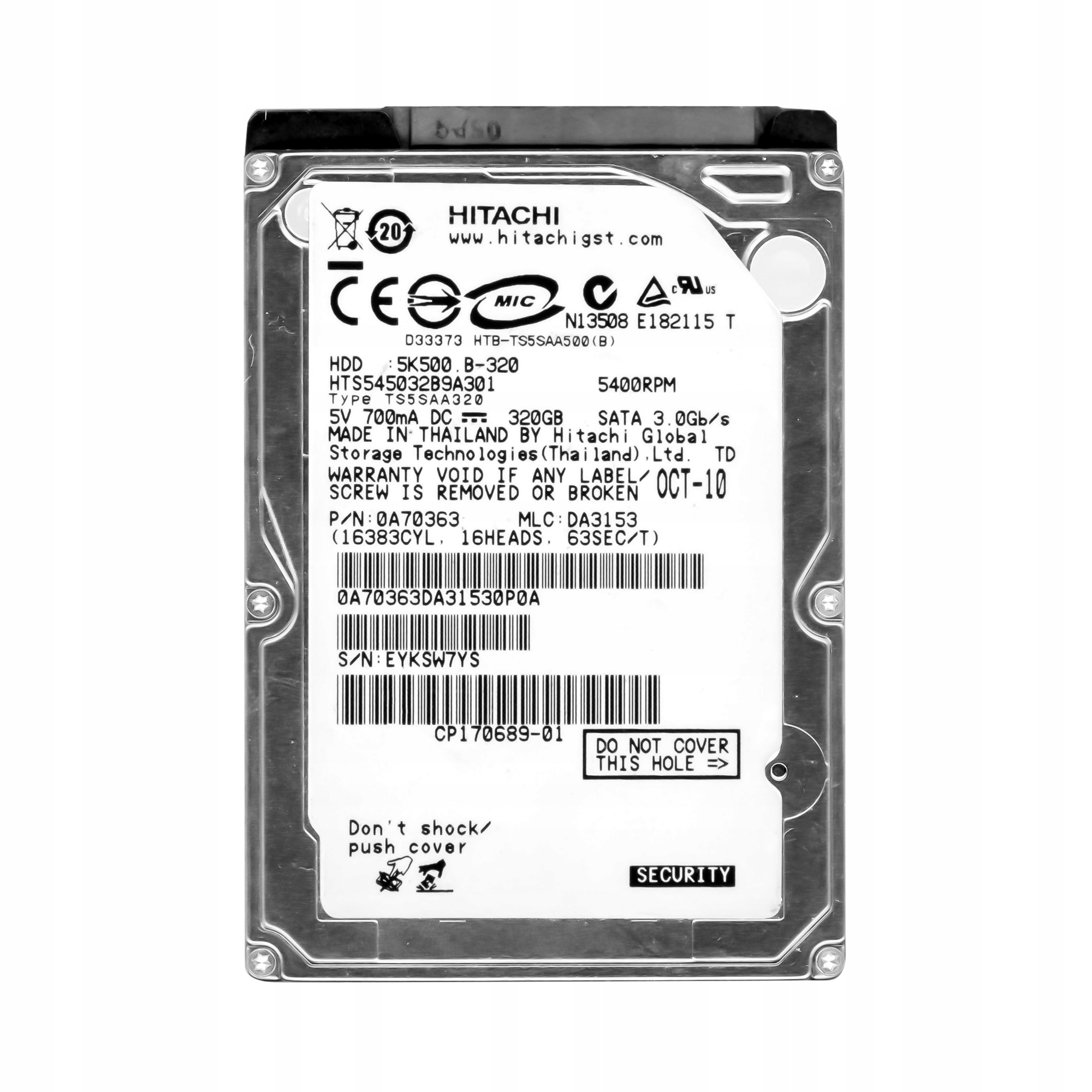 320GB 5,4k 8MB Sata II 2,5 HTS545032B9A301