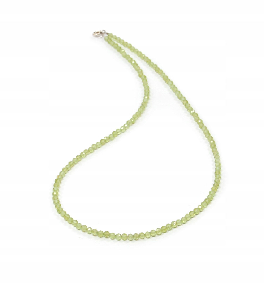 Přírodní náhrdelník Oliwin peridot chryzolit kuličky fazetované 3mm stříbro