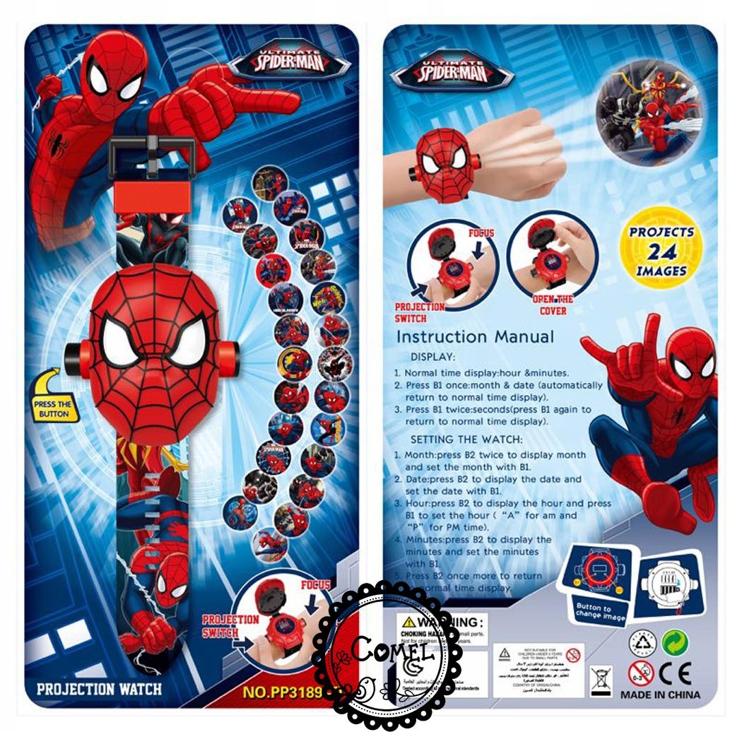 zegarek 3D z projektorem SPIDERMAN rzutnik zdjęć Model SPIDERMAN