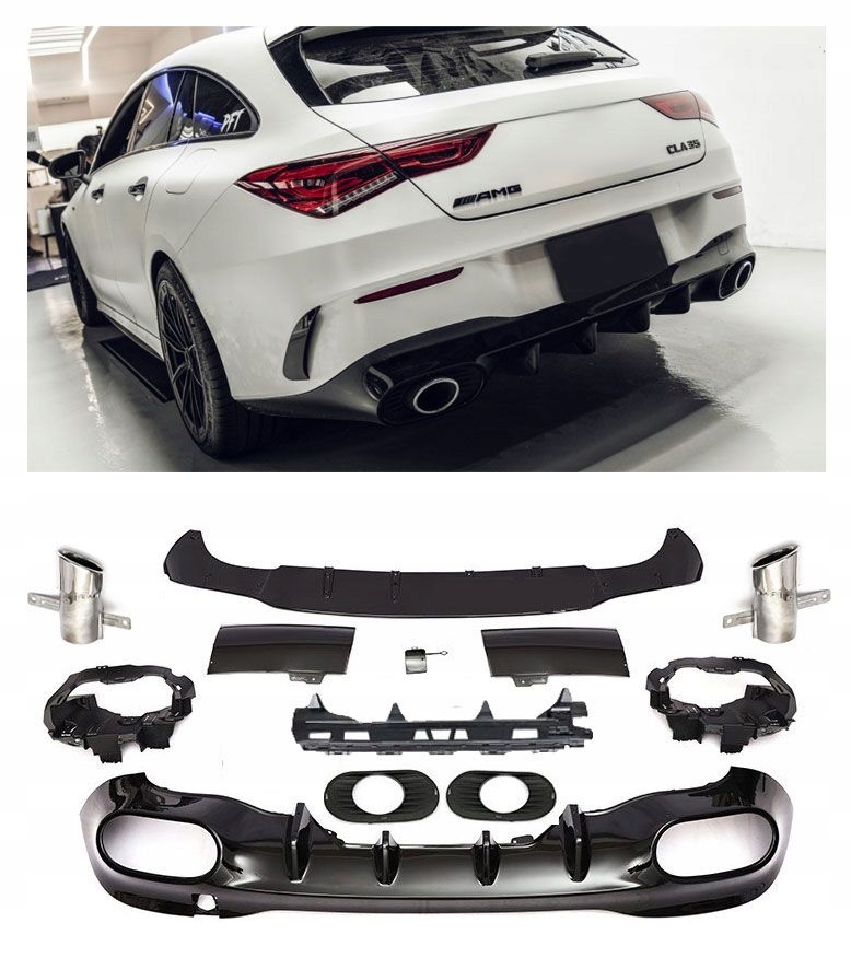 Sportovní Difuzér Nárazníku Koncovky Chrom Mercedes Cla W118 C118 Amg Line