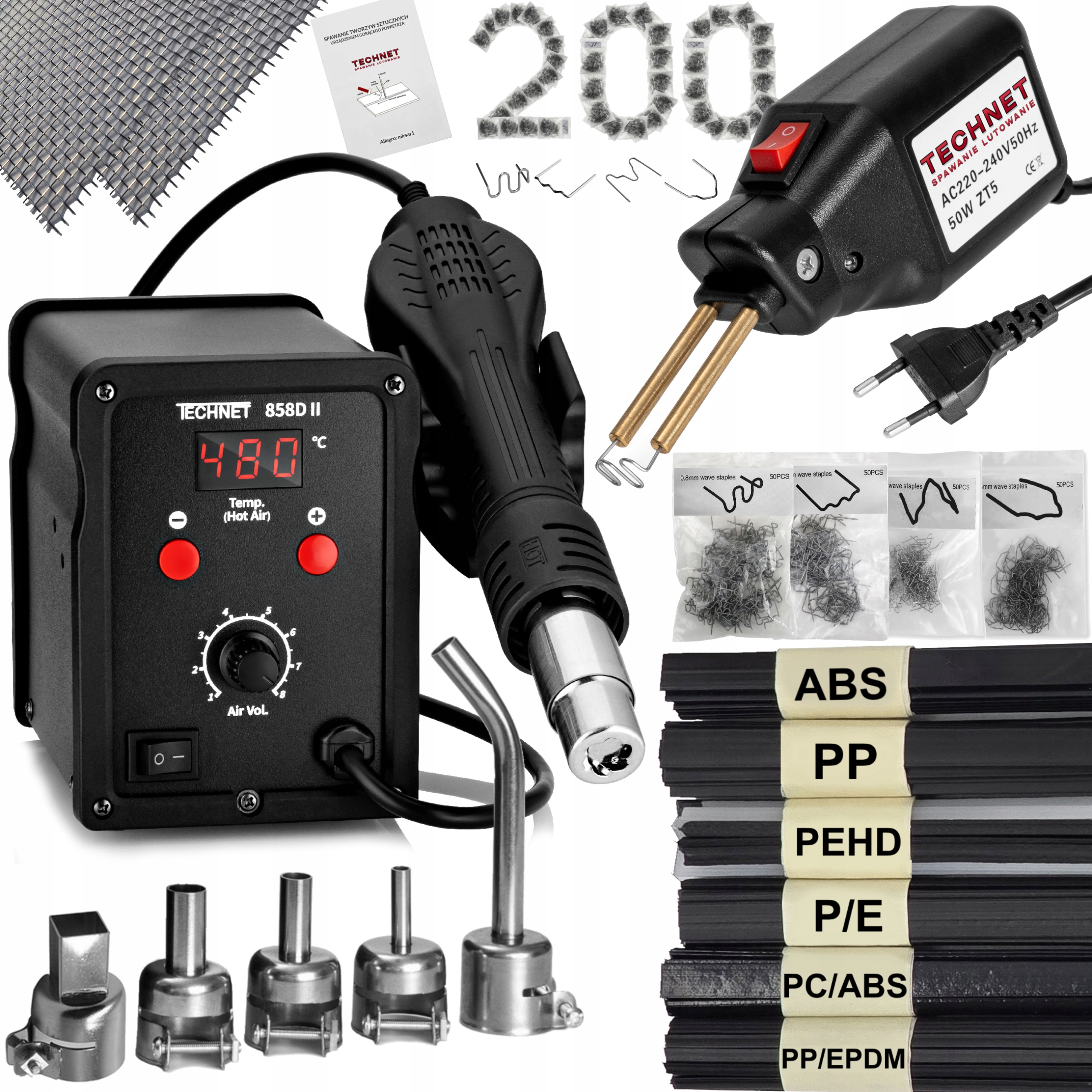Spawarka do plastiku Technet 858D II + zszywarka ZT5, 6 plastiku, 5 dysz