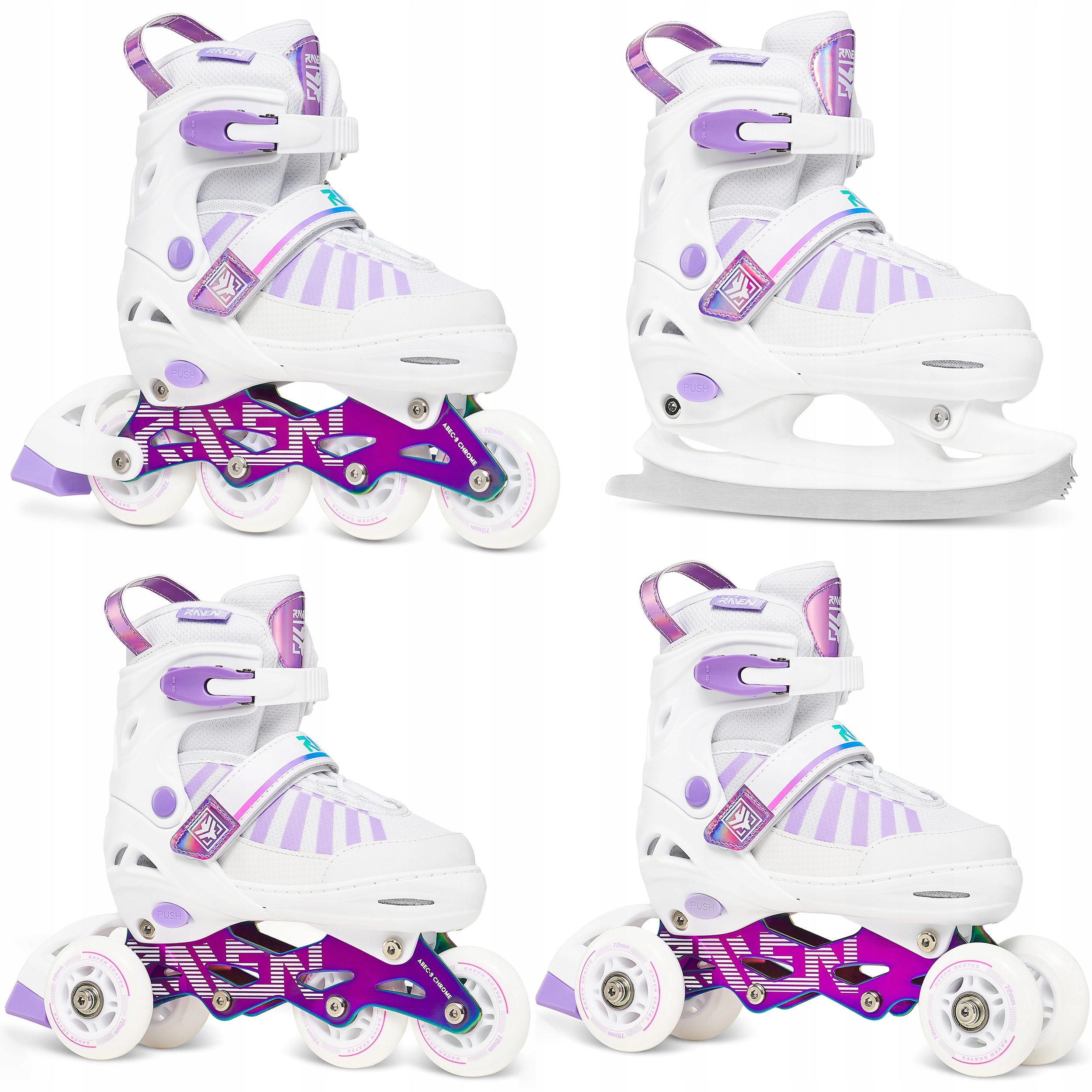 Rolki Łyżwy figurowe 4w1 Regulowane Raven Oxen White/Neo Chrome 34-37