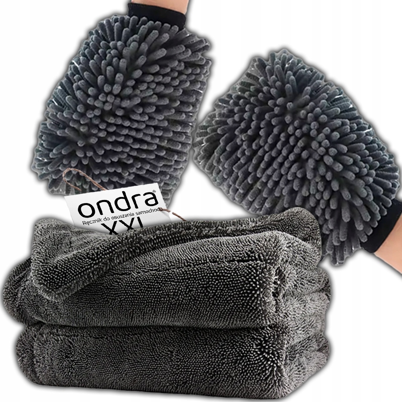 Profesjonalny Zestaw Do Mycia I Osuszania Samochodu Ręcznik 2xRĘKAWICA