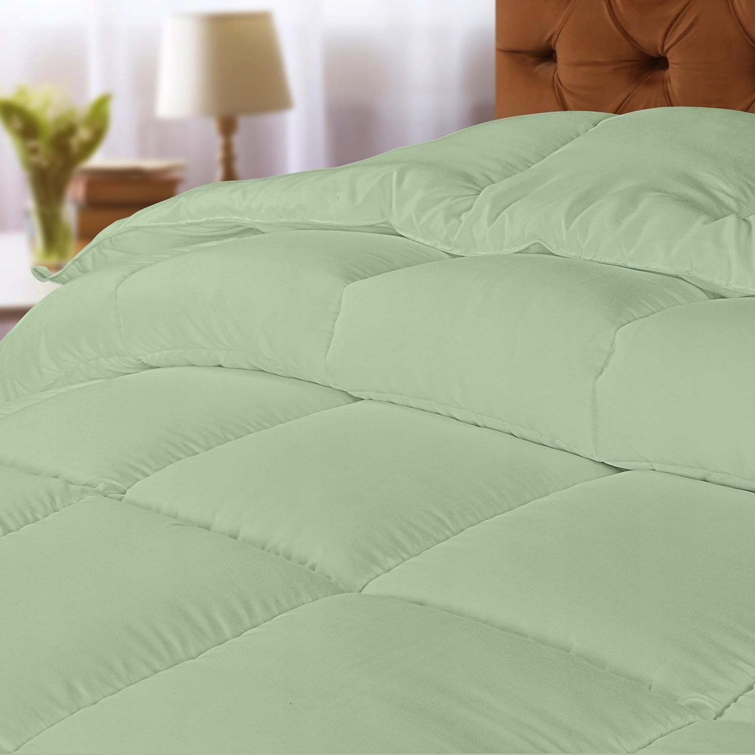 UTOPIA BEDDING Kołdra 200x200 cm 370 GSM Całoroczna Miękka Zielona — miniatura 5