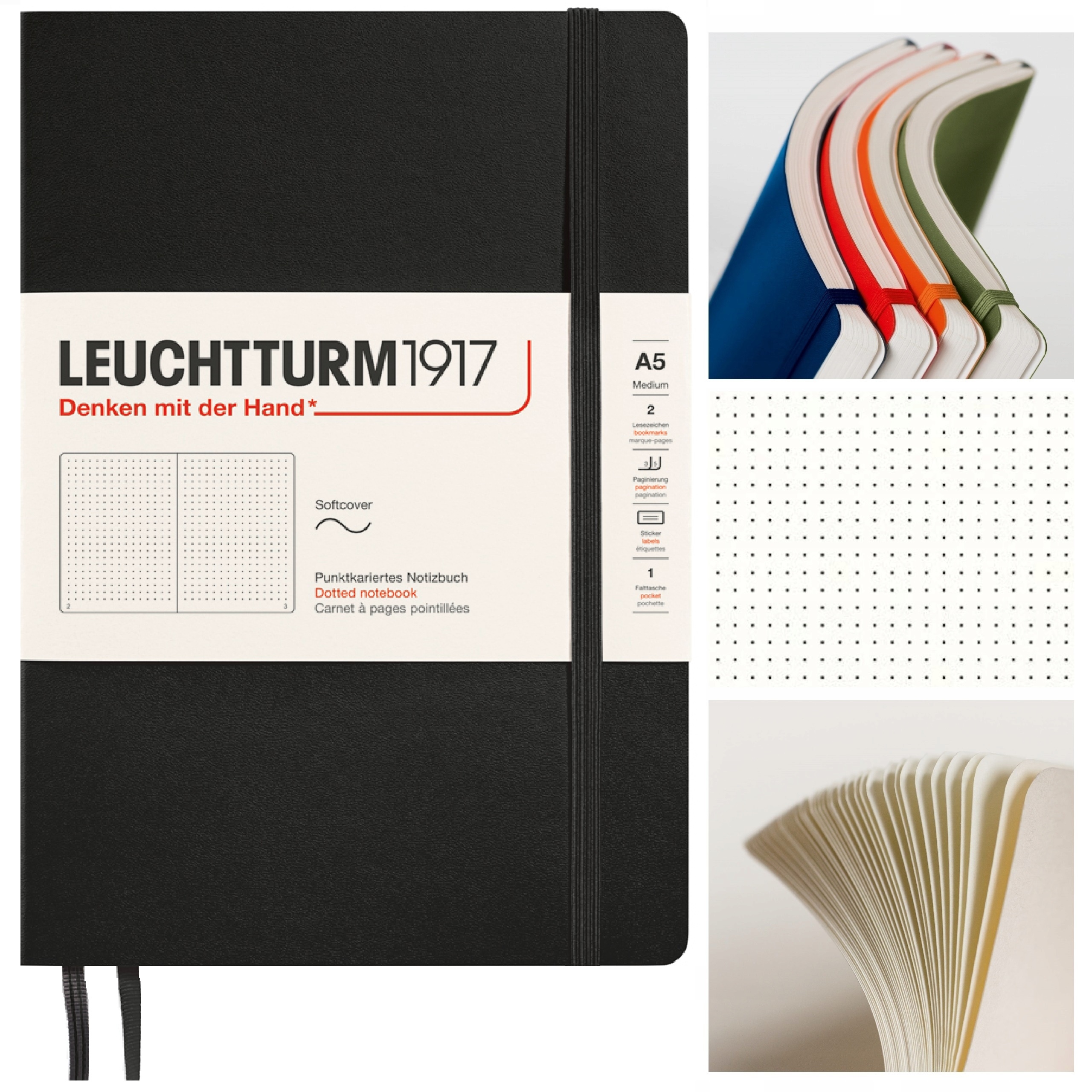 LEUCHTTURM1917 Notatnik notes A5 Kropka Miękki bullet journal kropki Czarny
