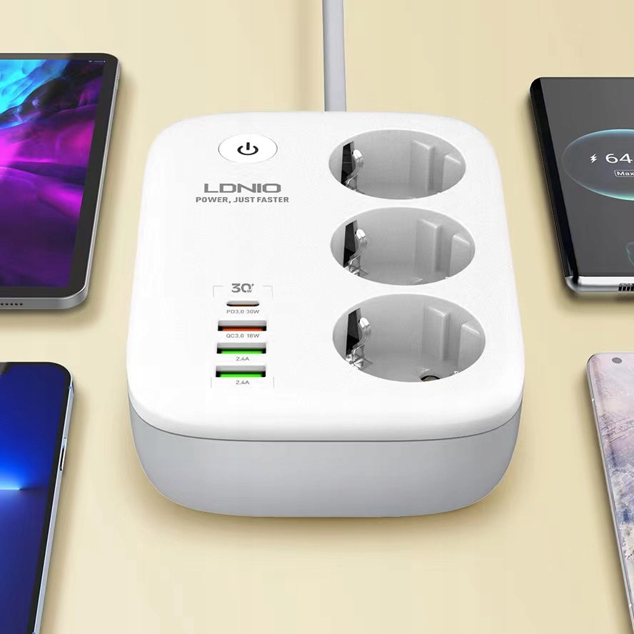 Listwa zasilająca SMART WiFi USB TUYA QC3.0 PD LED Model SEW3452