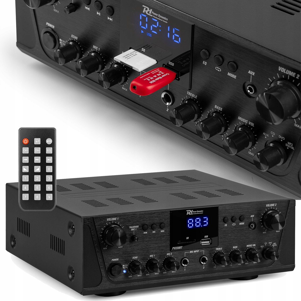 Power Dynamics PV-220BT Zónový Zosilňovač Usb Bt