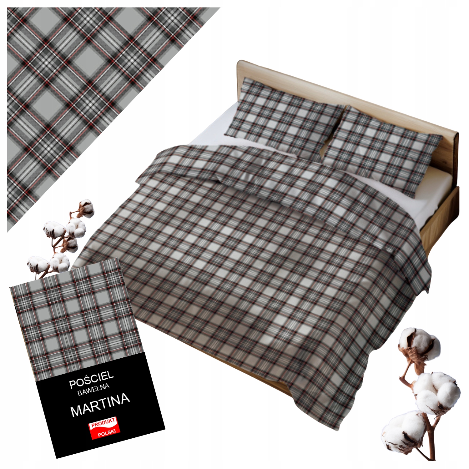 Povlečení 160x200 Komplet Bavlna Přírodní zip Šedá Mřížka