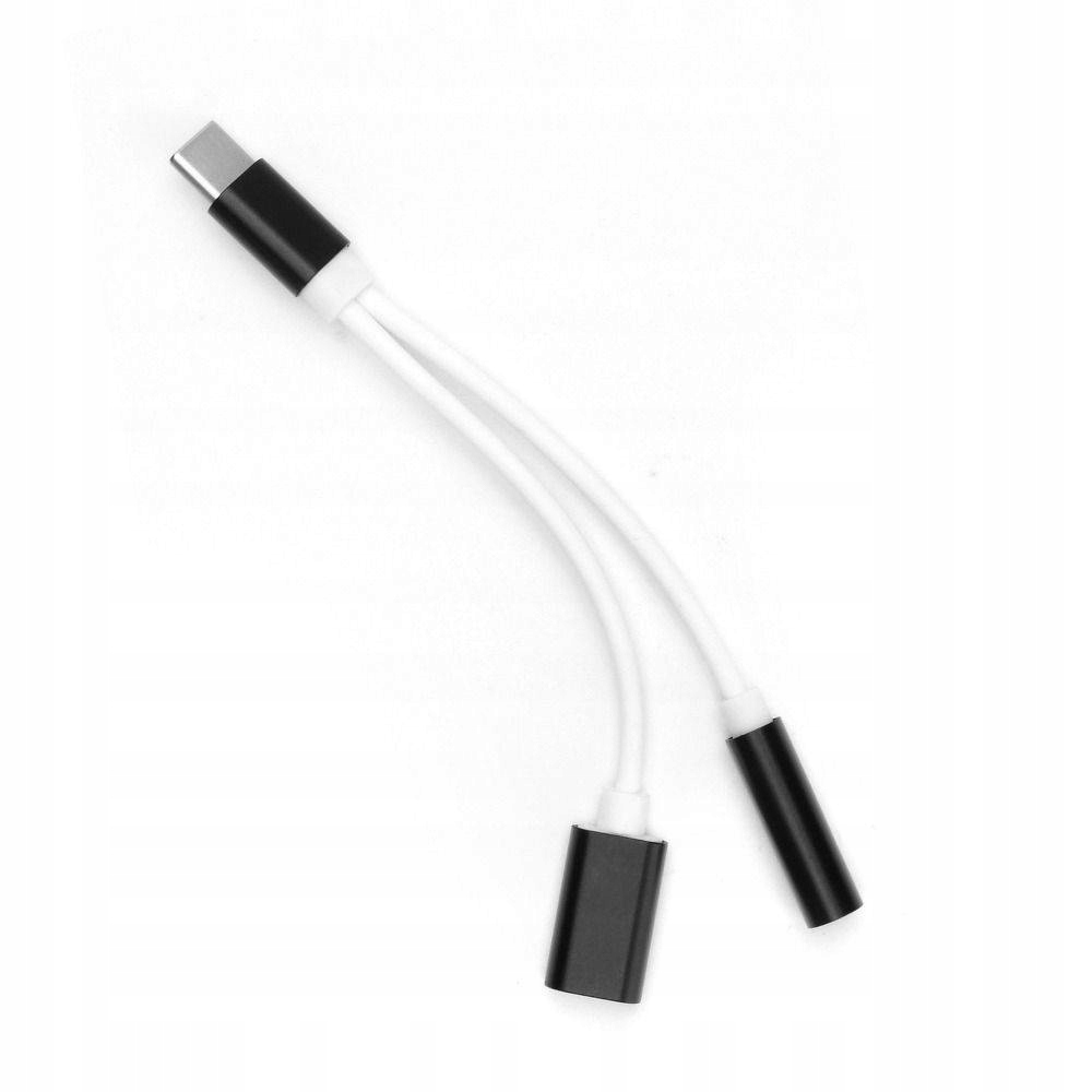 Adapter Hf/audio Ładowanie Typ C Do Jack 3,5Mm Czarny