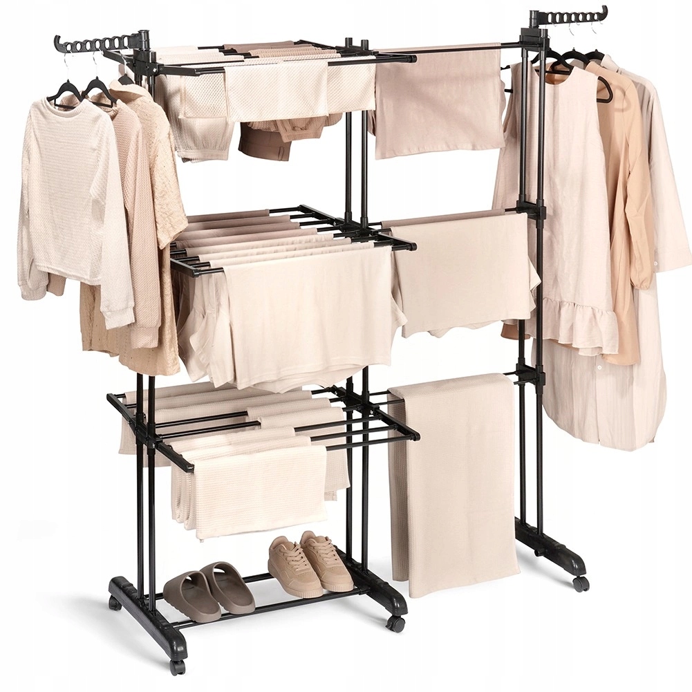 Levně Sušák na prádlo Vertikální, posuvná, nastavitelná, černá Orion 130x64x172 cm