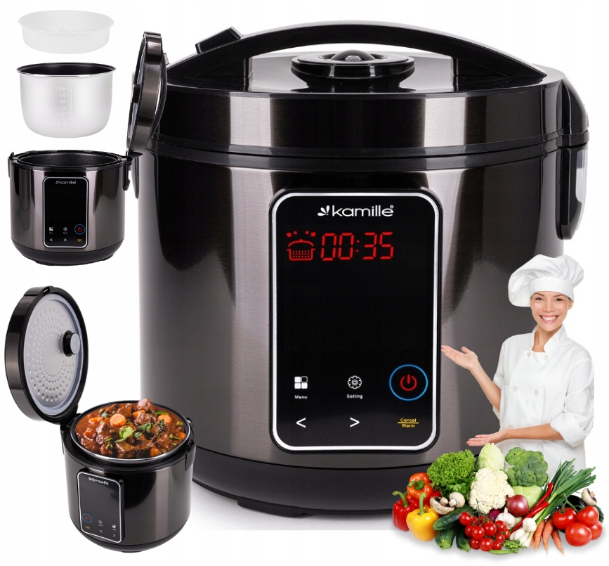 Multicooker Elektryczny Multigarnek Szybkowar Parowar 24 Programy Kamille