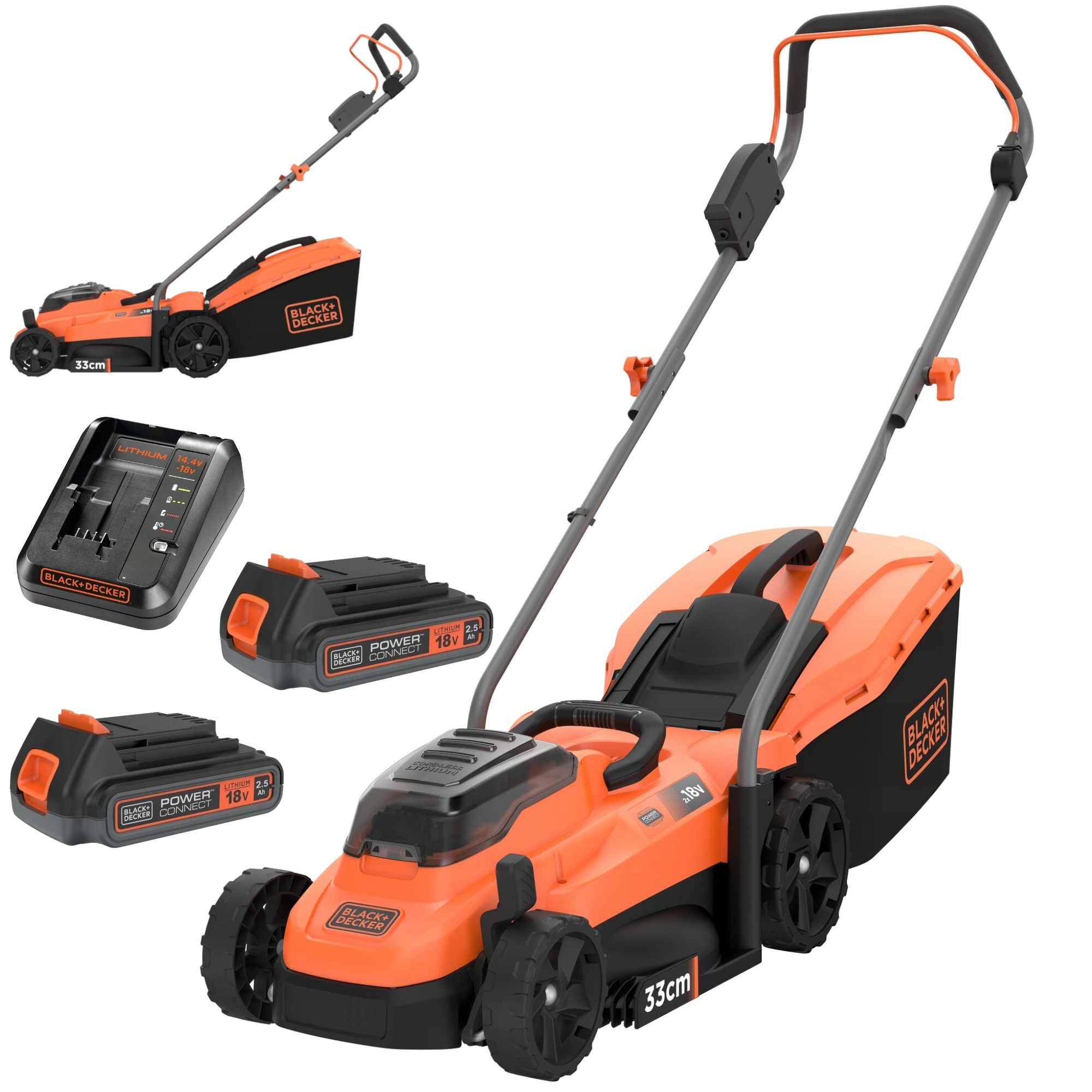 Black Decker Kosiarka do trawy 33cm 2x 18V 2x aku 2,5Ah BCMW3318L2
