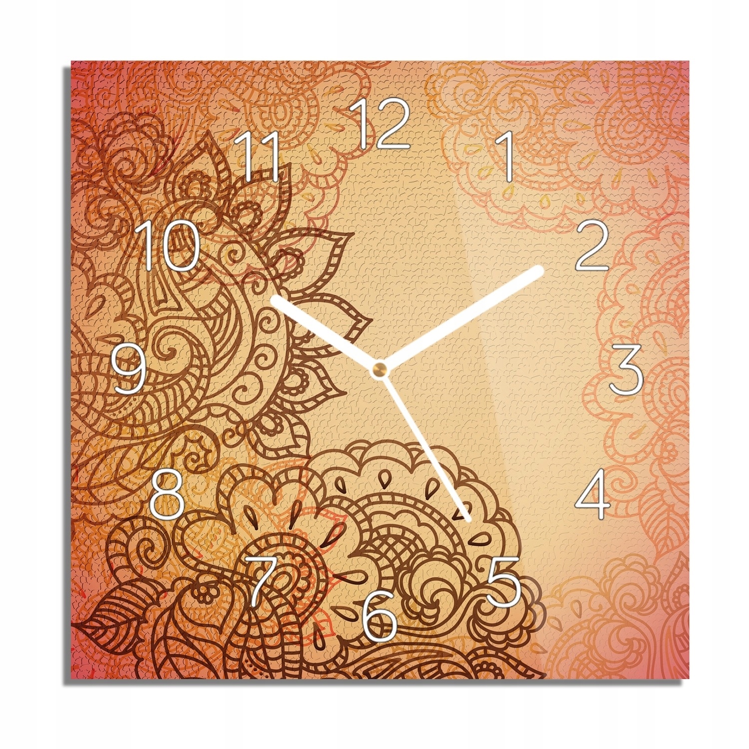 

Vintage ornament zegar szklany ścienny 30x30 cichy