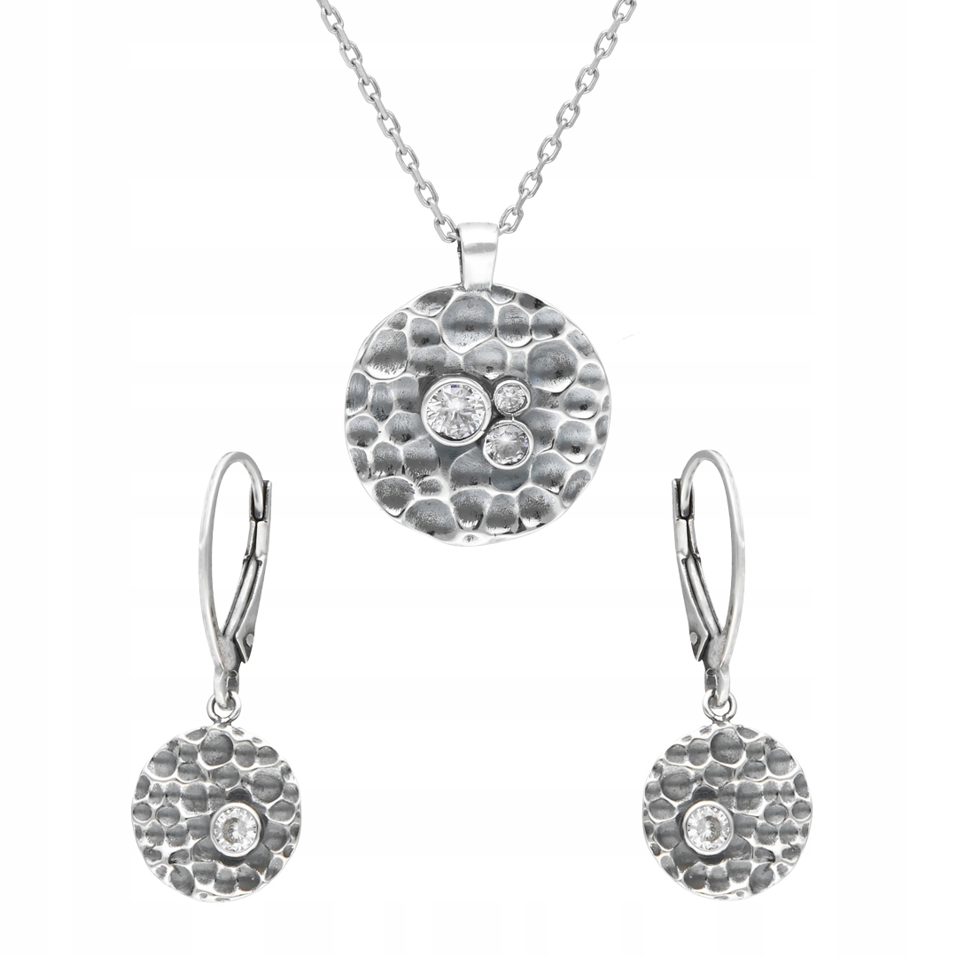 Sada kladívkových koleček s bílými zirkony stříbro