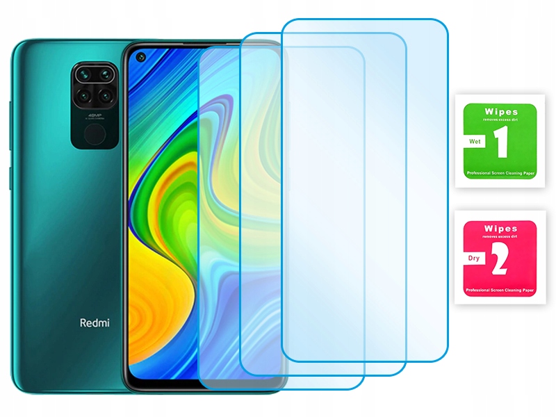 3x SZKŁO HARTOWANE OCHRONNE PŁASKIE SZYBKA OCHRONA EKRANU do REDMI NOTE 9