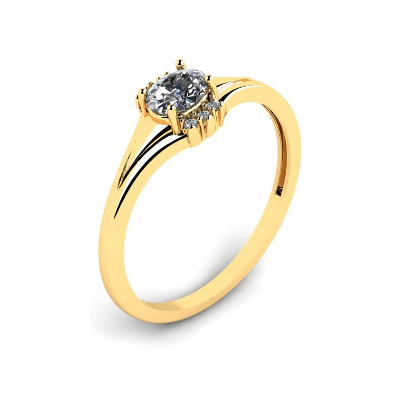 

Pierścionek Złoty Z Białym Topazem I Brylantami